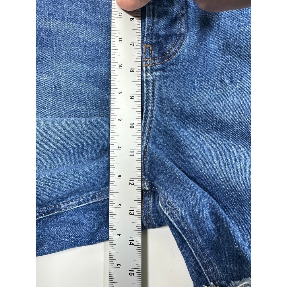 Old Navy Womens High Waisted Denim Shorts Medium Wash Raw Hem Cuffed Size 12 - Picture 13 of 13